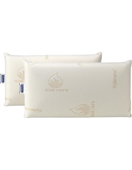 Todocama - Memory foam pillow, anti-mite and anti-bacteria. Compact core. Double cover with zip. Aloe Vera fabric. Thermoregulat