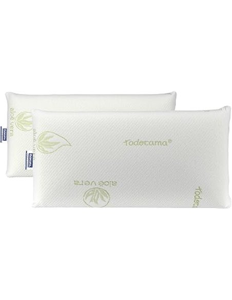 Todocama - Almohada viscoelástica, núcleo Compacto. Doble Funda con Cremallera. Tejido Aloe Vera Plus. Termorregulable adaptabil