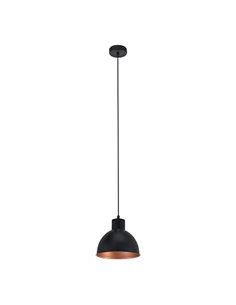 Eglo Truro Lámpara colgante vintage de diseño industrial, lámpara colgante retro de acero, negra, cobre, casquillo E27, diámetro