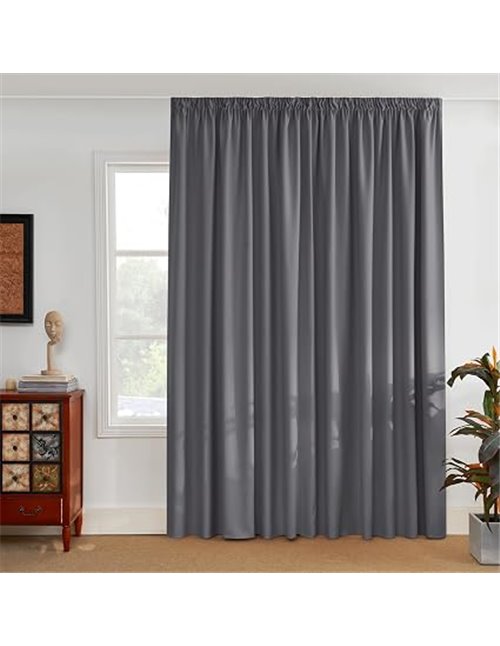 PONY DANCE Cortinas Salon Grises Opaca Termica Aislante 1 Pieza, Cortinas Blackout 3 Metros para Ventanas Grandes Dormitorio par