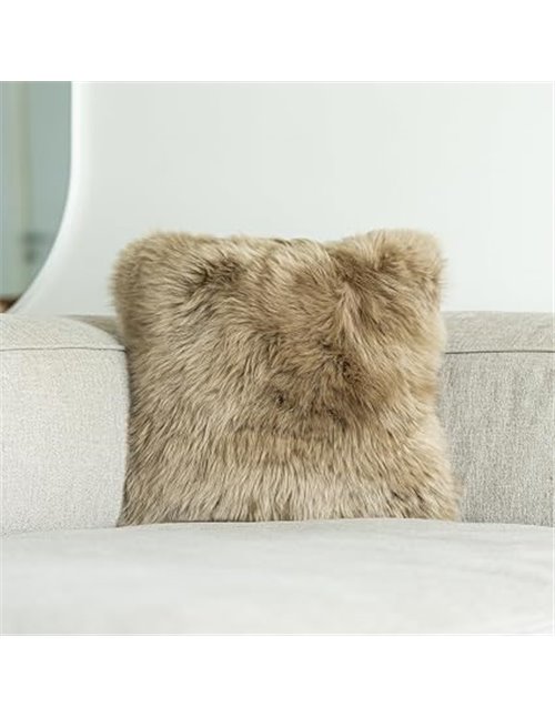 Nordic Sheep Funda de cojín de pelo largo de piel de cordero, 40 x 40 cm, pelo suave para sillas, sofá y cama, acogedor cojín de