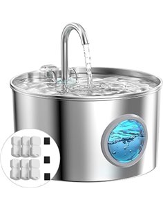 Stainless Steel Cat Fountain: Automatic Cat Drinker – 2.2L Cat Fountain – Super Quiet Pet Water Fountain – Water Dispenser for D