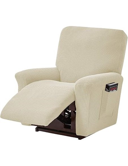 ele ELEOPTION Recliner - Funda elástica para sillón reclinable (elastano, jacquard, 4 piezas, funda elástica para sillón reclina