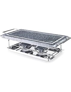 IBILI 755000 Grill Stone, Stainless Steel, Includes Stone with Stand, Tray and 2 Lamps, Silver, 37 x 18 cm