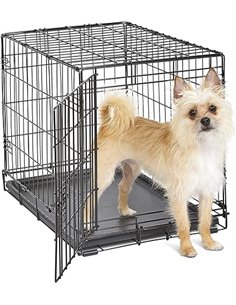 New World - Jaula plegable de metal para perros de 61 cm, seguridad mejorada, incluye bandeja antifugas, para razas pequeñas