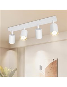 Lámpara de Techo de 4 Focos Giratorios GU10, Lámpara de Pared Interior LED Blanco Ajustables, Foco de Pared para Interior Ilumin