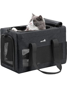 Pecute Transportin Gato Aviones permitidos, Estructura de Alambre de Acero Engrosado de 5 mm,Transportin Perro Pequeño con Paras