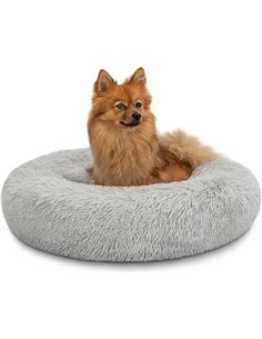 lionto Cama Tipo Donut para Perros y Gatos, Cama Redonda mullida para Mascotas pequeñas y Grandes, Ø 60 cm, cojín Suave de Felpa