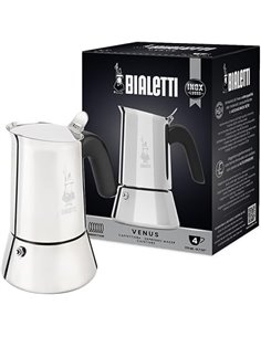 Bialetti Cafetera Venus, Mango Anti-escaldaduras, Apta para Inducción, 4 Tazas (170ml), Acero Inoxidable