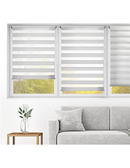 Blindecor Indus SIN HERRAMIENTAS | Estor Enrollable Sin Taladrar de Doble Capa | Color Gris plata 107 x 180 cm (ancho x largo) |