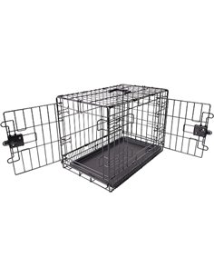 Amazon Basics Jaula para perro de alambre metálico, Duradero, Abatible con bandeja, doble puerta, 61 x 46 x 51 cm (L x An x Al),