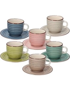 Tognana Urban Pastel, Tazas de té con plato, Cerámico, multicolor