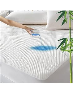 GRT Protector de Colchón 160x200 cm Impermeable Fibra de Bambú, Cubre Colchon Transpirable et Certificado Oeko-Tex, Funda para C