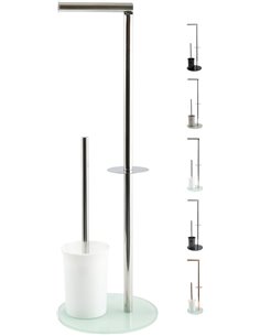 MSV Bergamo - Escobillero para WC, plástico Acero Inoxidable Vidrio, Blanco