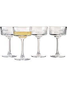Pasabahce 471504 Elysia - Pack de 4 copas de champán, cristal, transparente, 26 cl