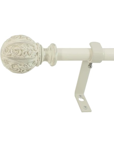 Decopolitan 5/8" Leaf Ball Juego de Barras de Cortina, Marfil Envejecido, 48-86"