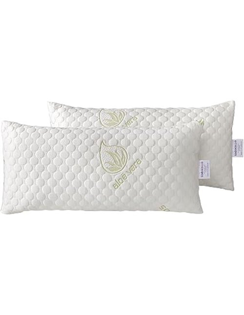 Todocama - Almohada viscoelástica Aloe Vera con Copos 100% viscoelásticos. Tejido Strech Aloe Vera. Termoregulable. Firmeza Medi