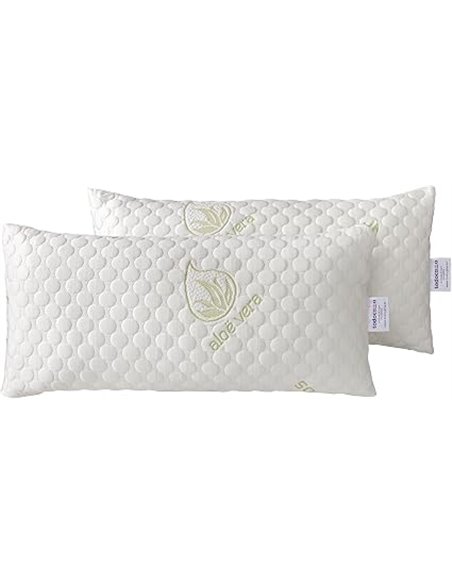 Todocama - Almohada viscoelástica Aloe Vera con Copos 100% viscoelásticos. Tejido Strech Aloe Vera. Termoregulable. Firmeza Medi
