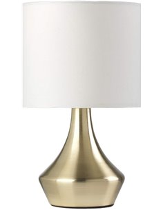 ONLI Gold Satin Metal Table Lamp and 6W White Fabric Shade
