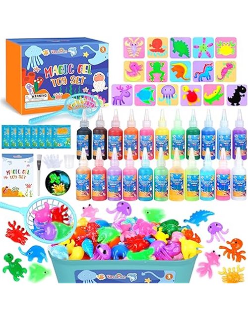 Dreamon Aqua Gelz Set, Juguete de Gel de Agua Mágico 3D DIY, Juego Magic Gel Kit con 22 colores y 16 formas, Regalo de Juguete C