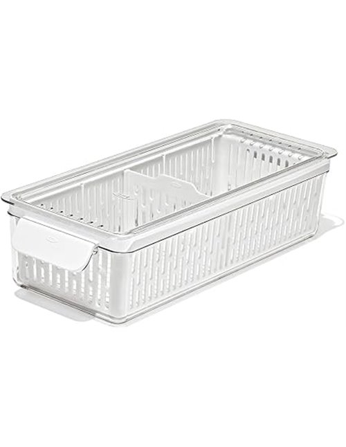 OXO Good Grips Conservador de Productos: Contenedor Largo: Mantiene las Verduras Frescas por Más Tiempo + Divisor Ajustable + Ca