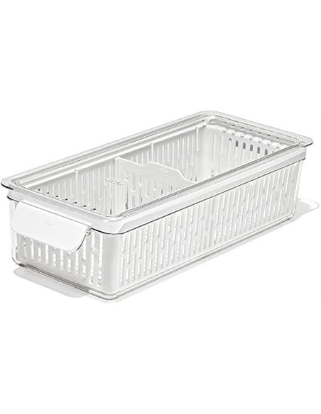 OXO Good Grips Conservador de Productos: Contenedor Largo: Mantiene las Verduras Frescas por Más Tiempo + Divisor Ajustable + Ca