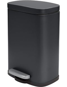 Spirella - Papelera de pedal AKIRA para baño - Acero inoxidable - Cierre silencioso y fácil de cerrar - Negro mate - 5 L