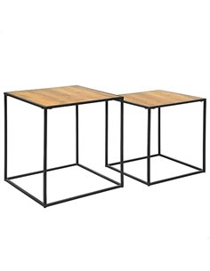 AKTIVE MAX Home Set 2 mesas Nido de Centro, 37x37x35 cm, 37x37x40, Peso máximo 5 kg, Cuadradas, Mesitas auxiliares, Decoración s