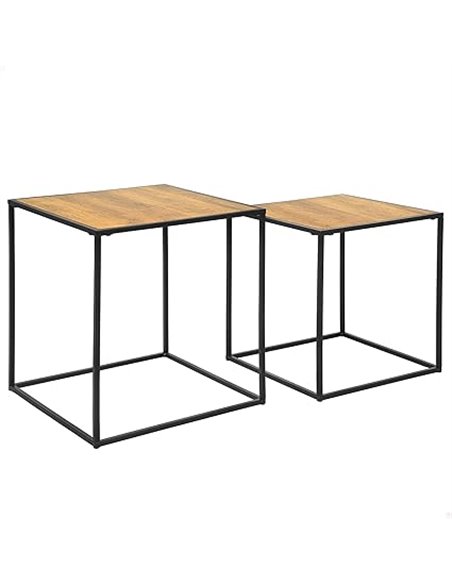 AKTIVE MAX Home Set 2 mesas Nido de Centro, 37x37x35 cm, 37x37x40, Peso máximo 5 kg, Cuadradas, Mesitas auxiliares, Decoración s