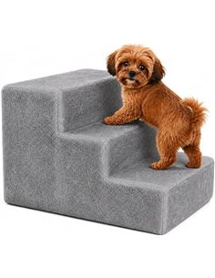 lionto Escalera para mascotas, Escalera para gatos, Escalera para perros, 46 x 36 x 34 cm, Gris claro