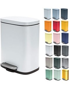 Spirella - AKIRA pedal bin for bathroom - Stainless steel - Quiet close and easy to close - Matte white - 5 L