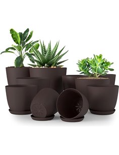 Utopia Home Paquete de 10 macetas 18/17/15/13/12 cm Maceta con platillo para la Cocina, balcón, Plantas de jardín, macetas de vi