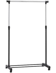 Amazon Basics Coat Rack with Wheels, Chrome, (91.5-145) x 42 x (134-161) cm (L x W x H)