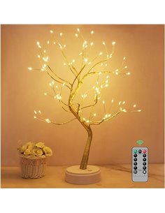 Arbol Luces LED, 108 LED Arbol Lampara Mesa, 8 Modos de Luz y Operación de Control Remoto y Temporizador, Adecuado para Decoraci
