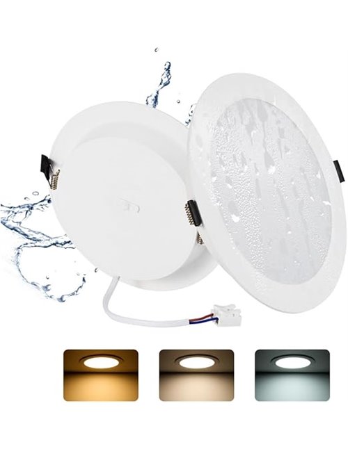 Pack 2 LED Downlight Recessed Ceiling 24W (230W) Slim Ø220*25mm, Recessed Round Panel, Extra Flat Plate 2200 Lumens, Ceiling Cut