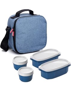 Tatay Bolsa Termica Porta Alimentos Impermeable - Urban Food Casual 3L | 4 Fiambreras: 2x0,5L + 2x0,2L | Triple Capa Aislante | 