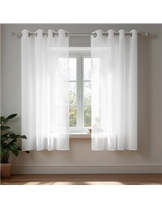 Deconovo Visillo para Ventana Cortina Transparente de Dormitorio 2 Paneles 140 x 138 cm Blanco