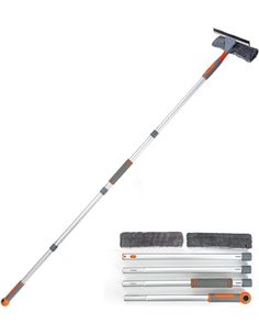 Limpiacristales profesional 2 en 1 con barra de extensión, limpiador de ventanas telescópico con cabezal flexible, herramientas 