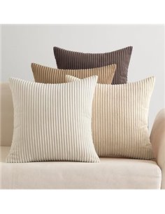 EMEMA Funda Cojines 4 Piezas 45x45 cm para Sofá Funda de Almohada de Corduroy Súper Suave Cojin de Pana a Rayas Decoración Moder