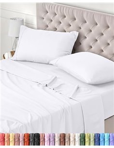 Utopia Bedding Juego de Sabanas 4 Piezas 135x190 - Poliéster Microfibra Cepillada - Oeko-Tex Certificado - Sábana Bajera, Sábana