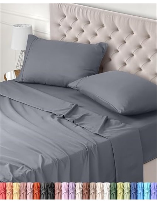 Utopia Bedding 4-Piece Sheet Set 135 x 190 cm – Brushed Microfiber Polyester – Oeko-Tex Certified – Fitted Sheet, Flat Sheet and