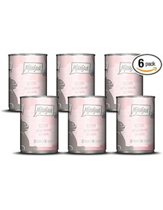 MjAMjAM - comida húmeda para gatos de primera calidad - jugoso pollo para gatitos con aceite de salmón, paquete de 6 (6 x 400 g)