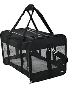 Amazon Basics Bolsa transportadora para mascotas Gato, Perro AMZSC-002 con lados blandos, M, 42 x 27 x 28 cm (L x An x Al), Negr