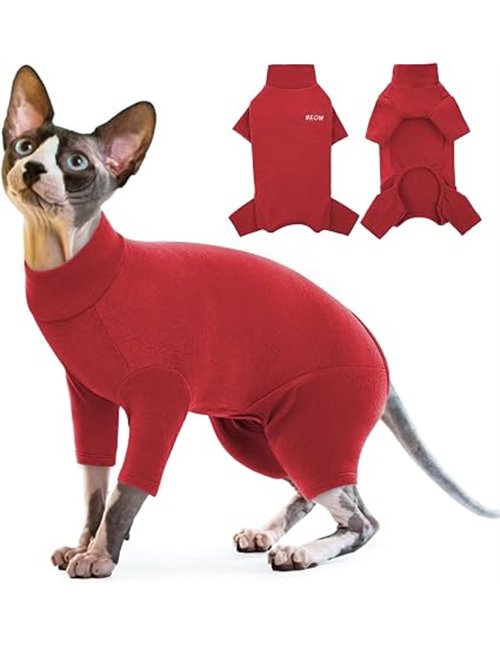 Sphynx Suéter Cálido Chaleco Polar Jersey para Gatos Sin Pelo Pijama Traje Esfinge Pequeño Mediano Grande Body Postoperatorio (R