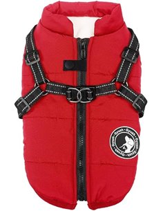 Jinpet Abrigo para Perro con arnés, Abrigo de Invierno para Perro, Chaqueta de Forro Polar para Perro, Abrigo Impermeable con Cr