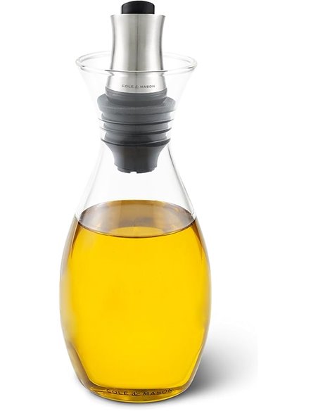 Cole & Mason H103029 Haverhill Aceitera y Vinagrera, 370ml, Dispensador de Botella/Decantador, Vidrio/Acero Inoxidable, 1 x Bote
