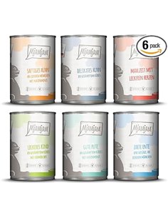 MjAMjAM - comida húmeda premium para gatos - paquete mixto III (6 x 400 g) - caza y conejo, pavo, pato y aves, corazones, pollo,