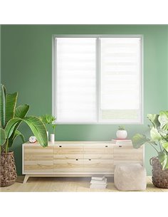 Blindecor Indus SIN HERRAMIENTAS | Estor Enrollable Sin Taladrar de Doble Capa | Color Blanco 35 x 130 cm (ancho x largo) | Tama