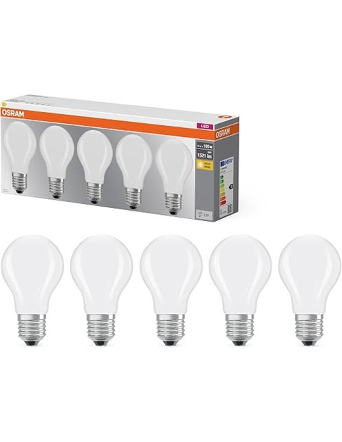 OSRAM Lámpara LED Base de filamento A100 forma de bombilla 11W 827, 2700K blanco cálido, E27, esmerilado, 1521 lm, luz instantán