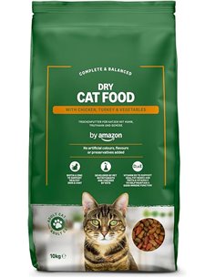by Amazon - Complete Dry Adult Cat Food with Chicken, Turkey & Vegetables, 10 kg (Pack of 1)